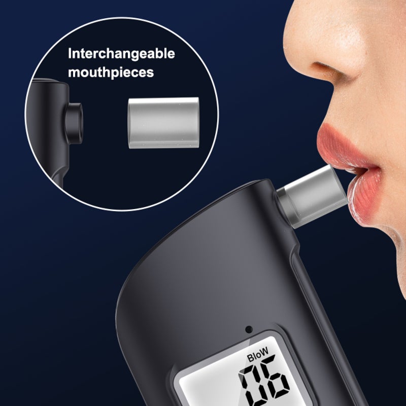 Digital Alcohol Tester: Black, Portable Easy-to-Use, Accurate Reliable - Built-in Purification Chamber Breathalyzer for Personal On-the-Go Testing - Image 2