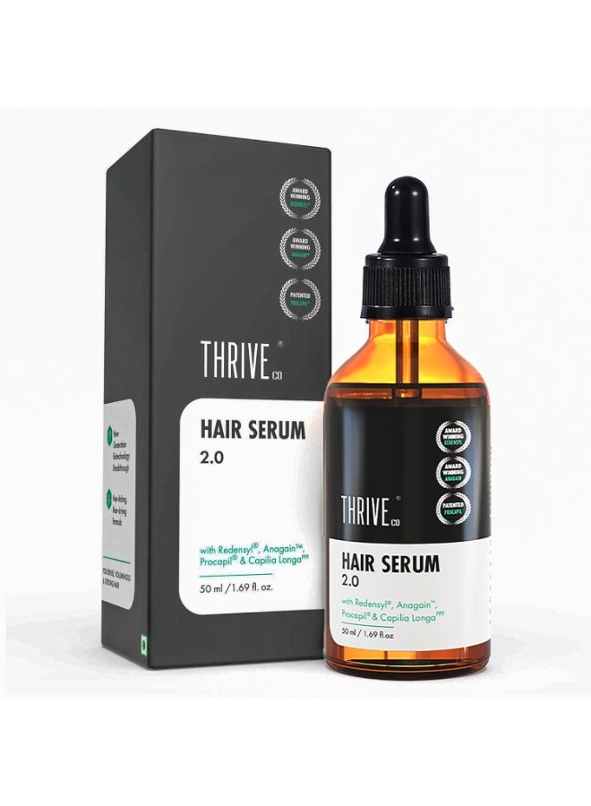 ThriveCo Hair Growth Serum 2.0, 50ml | Advanced Patent Filed Clinically Proven Scalp Treatment for Hair Fall Control & Regrowth | British Medical Publication | Redensyl, Anagain, Regendil®, Rosemary Oil | Lightweight, Non-Sticky Solution | Men & Women - Image 1