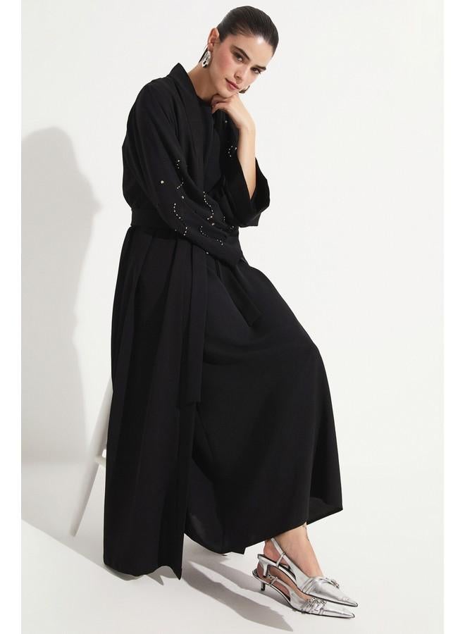 جون عباية جين ستون فلوى أسود - Image 4