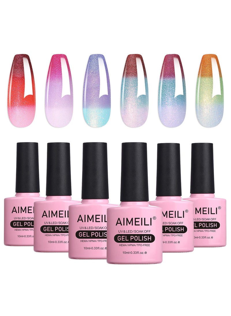 AIMEILI AIMEILI Chameleon Gel Nail Polish Hema Free Color Changing Nail Polish Gel U V Gel Polish Manicure Kit Set Of 6pcs X 10ml - Kit Set 66 