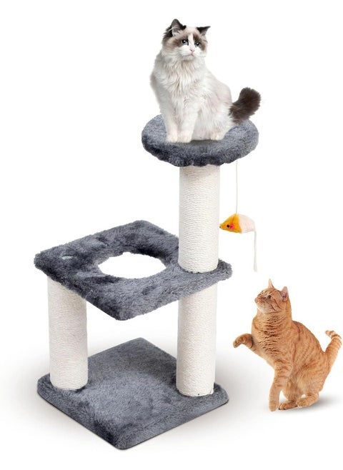 Cat Tree, 2-layer Cat Tree Tower, Cat Condo with Sisal Scratching Post, Rest Activity Center Cat Climbing Tree With Toys, Sisal Posts (45×21×21cm）