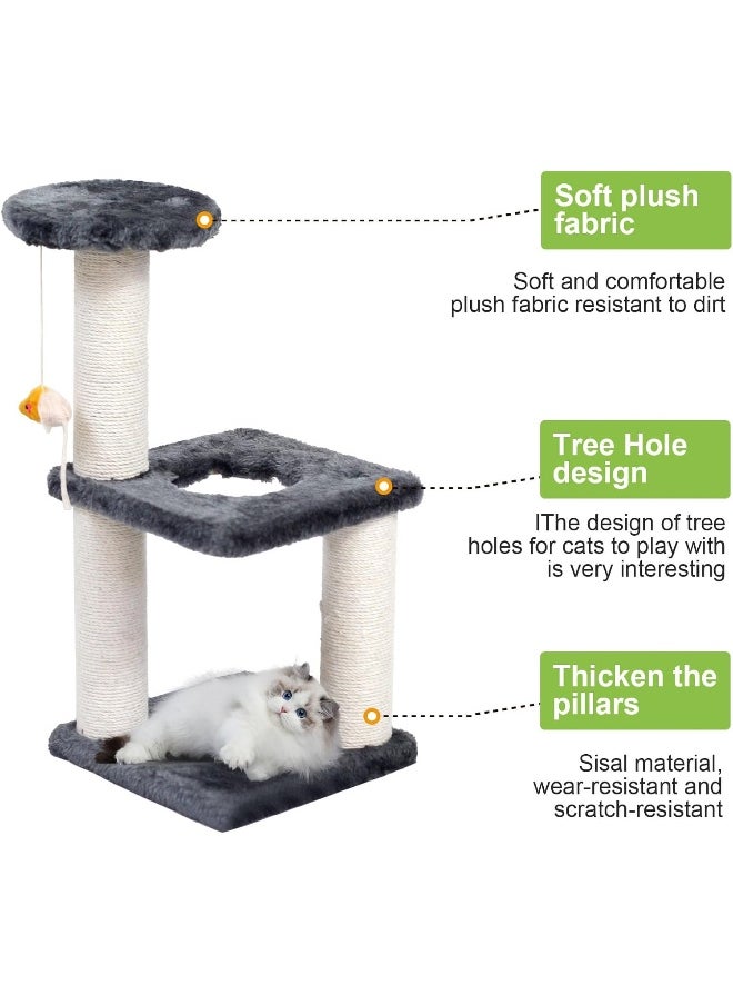 SKY-TOUCH Cat Tree, 2-layer Cat Tree Tower, Cat Condo with Sisal Scratching Post, Rest Activity Center Cat Climbing Tree With Toys, Sisal Posts (45×21×21cm）  - Image 5