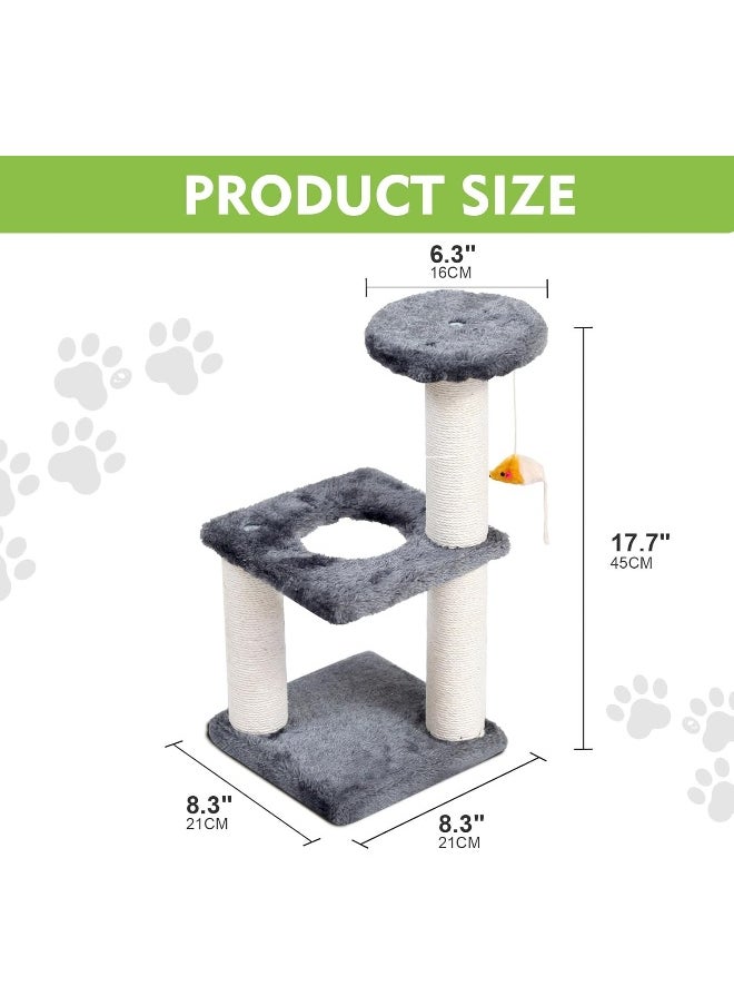 Cat Tree, 2-layer Cat Tree Tower, Cat Condo with Sisal Scratching Post, Rest Activity Center Cat Climbing Tree With Toys, Sisal Posts (45×21×21cm）