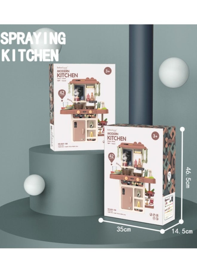 Kitchen Toys Set for Kids,Children's Pretend Play Cooking,42 pcs,with Sound and Light