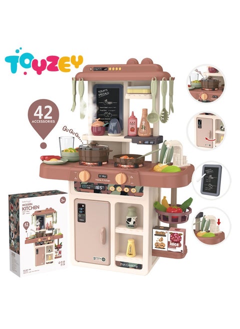 Kitchen Toys Set for Kids,Children's Pretend Play Cooking,42 pcs,with Sound and Light