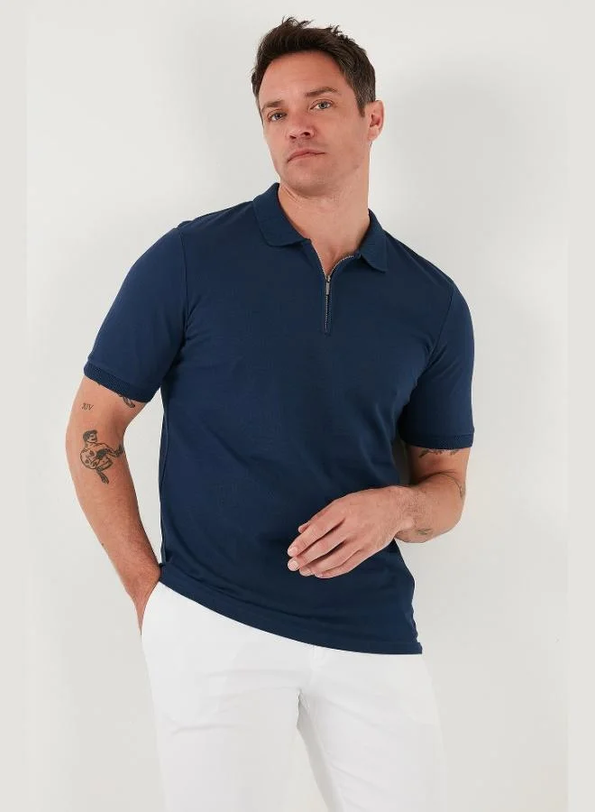 Buratti Buratti Cotton Regular Fit Half Zipper Polo Collar T Shirt Men's Polo Collar T-Shirt 5903008