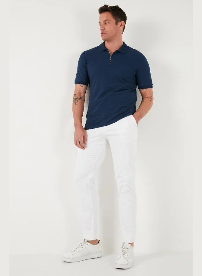 Buratti Buratti Cotton Regular Fit Half Zipper Polo Collar T Shirt Men's Polo Collar T-Shirt 5903008