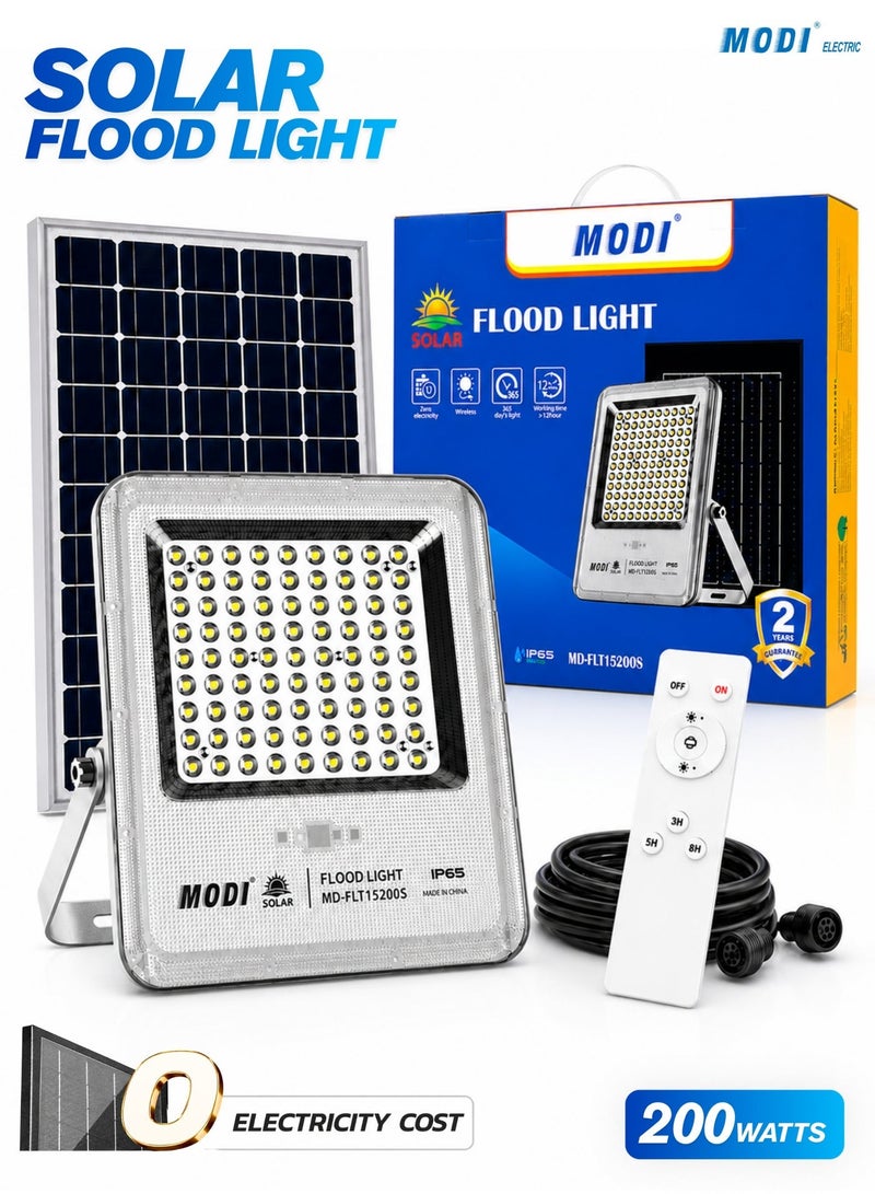 MODI Solar Flood Light Outdoor With 15W Solar Panel, 6500K SMD LED Security Lamp, Remote Timer Control, Aluminum Body, 12 Hour Working, IP65, For Garden Yard Wall - Image 2