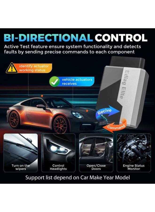 KINGBOLEN Ediag Elite OBD2 Scanner Bluetooth, Bi-Directional Control Scanner All System Diagnostic Tool for iOS & Android, 15+ Hot Reset, CANFD Protocol, FCA AutoAuth, No Subscriptions Lifetime Update - Image 3