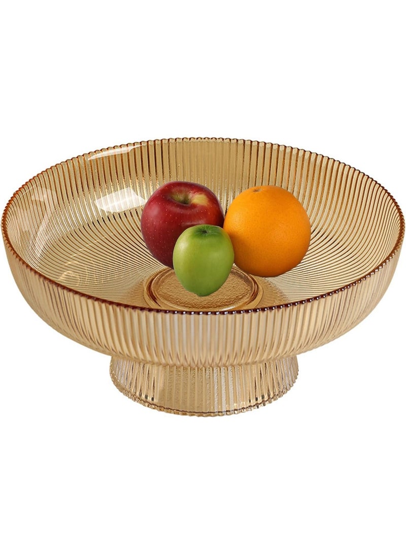 Glass Fruit Bowl,Large Decorative Glass Bowl,Decorative Pedestal Bowl for Table Décor,Fruit Bowl for Kitchen Counter Decor (Amber) - Image 2