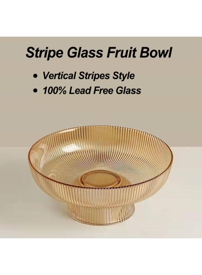Glass Fruit Bowl,Large Decorative Glass Bowl,Decorative Pedestal Bowl for Table Décor,Fruit Bowl for Kitchen Counter Decor (Amber) - Image 3