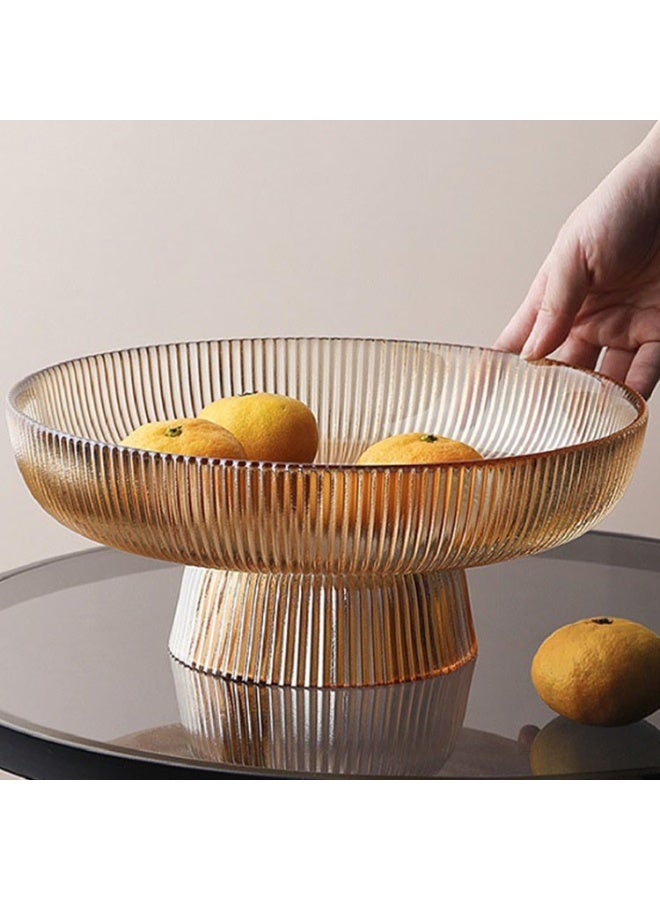 Glass Fruit Bowl,Large Decorative Glass Bowl,Decorative Pedestal Bowl for Table Décor,Fruit Bowl for Kitchen Counter Decor (Amber) - Image 1