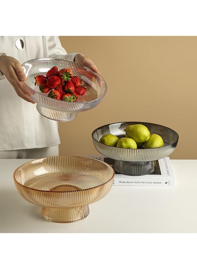 Glass Fruit Bowl,Large Decorative Glass Bowl,Decorative Pedestal Bowl for Table Décor,Fruit Bowl for Kitchen Counter Decor (Amber) - Image 5