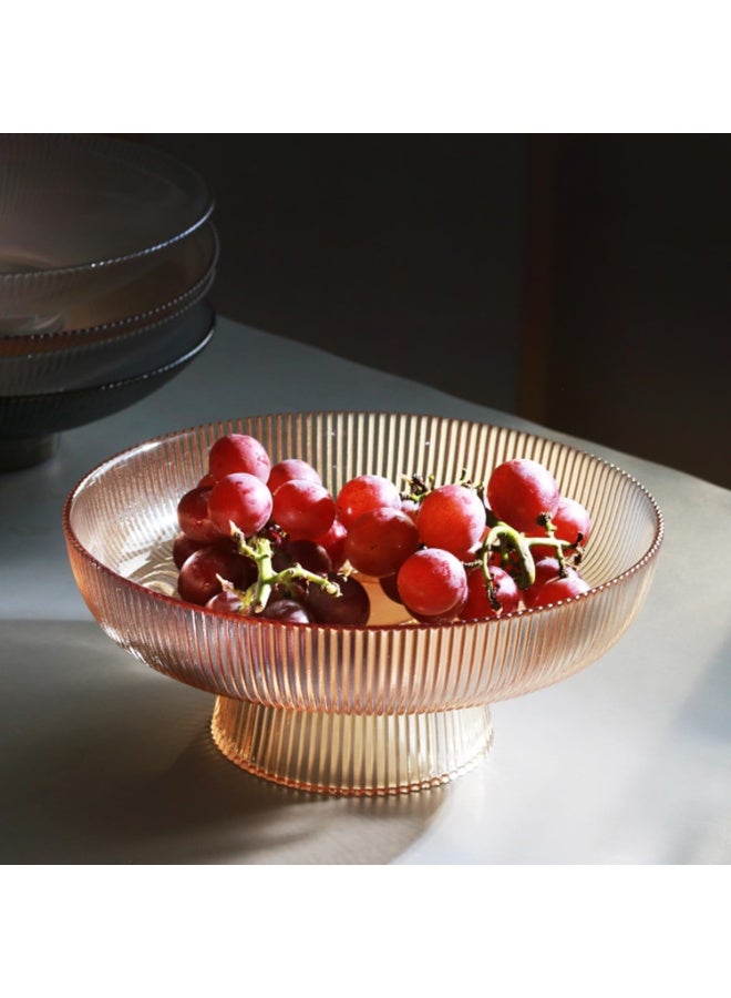 Glass Fruit Bowl,Large Decorative Glass Bowl,Decorative Pedestal Bowl for Table Décor,Fruit Bowl for Kitchen Counter Decor (Amber) - Image 4
