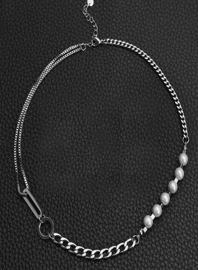 THE MEN THING PEARL RUGGED - Pure Titanium Steel Necklace with 23 inch Cuban Chain for Men & Boys - Image 3