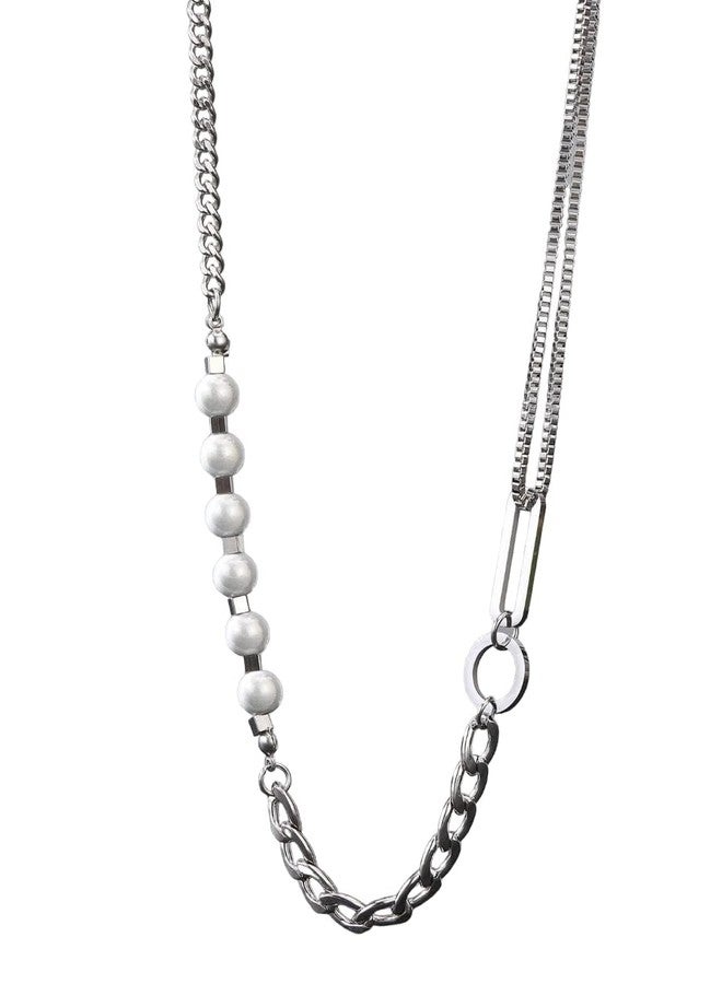 THE MEN THING PEARL RUGGED - Pure Titanium Steel Necklace with 23 inch Cuban Chain for Men & Boys - Image 1