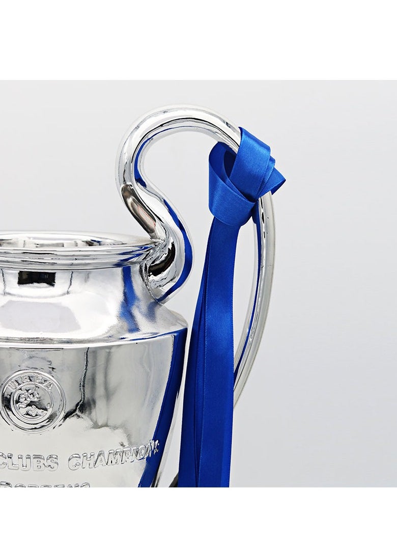 Generic Champion Trophy  Sports League Cup  Champions League Replica  Resin Material Medal  Keepsake Collection  Office Decoration Trophy  Chrome Plated Silver Blue Ribbon  - Image 2