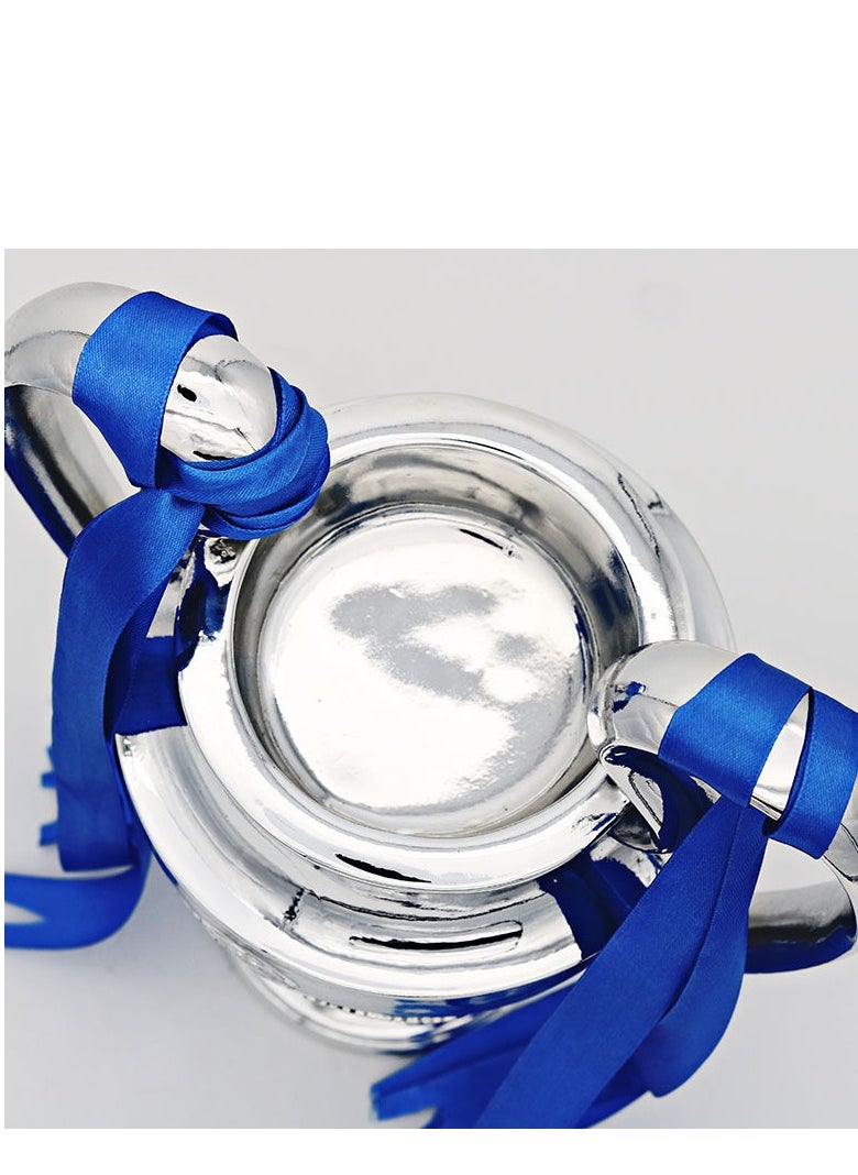 Generic Champion Trophy  Sports League Cup  Champions League Replica  Resin Material Medal  Keepsake Collection  Office Decoration Trophy  Chrome Plated Silver Blue Ribbon  - Image 3