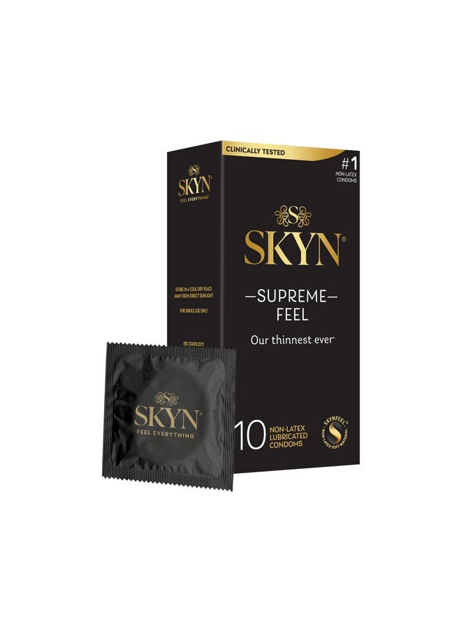 SKYN Supreme Feel Non-Latex Condoms, 10 Count, Ultra-Thin & Pre-Lubricated for a Natural, Smooth Fit - Image 1