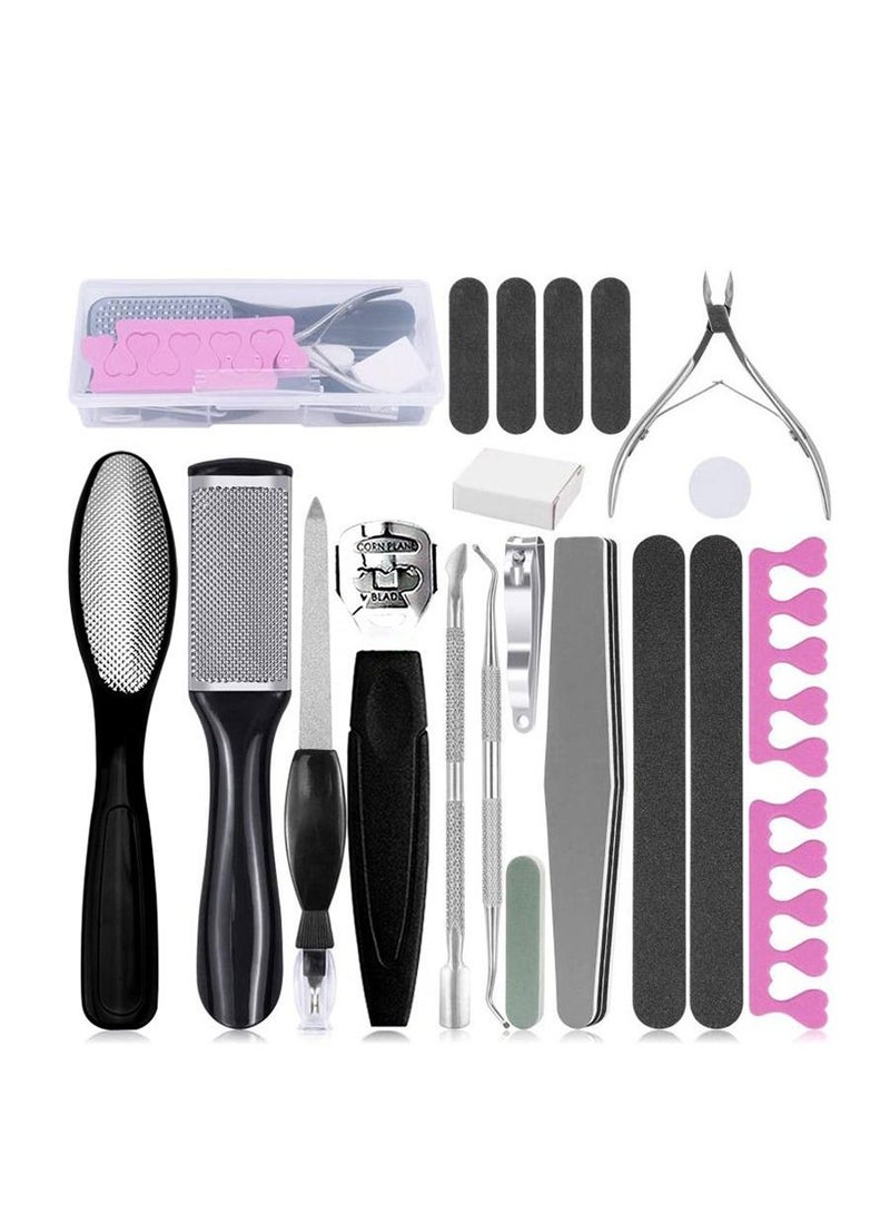 مايل ميلو طقم بديكير احترافي من الفولاذ المقاوم للصدأ، طقم مبرد قدم 20 قطعة للنساء والرجال في المنزل أو السفر أو صالون العناية بالقدم - Image 1