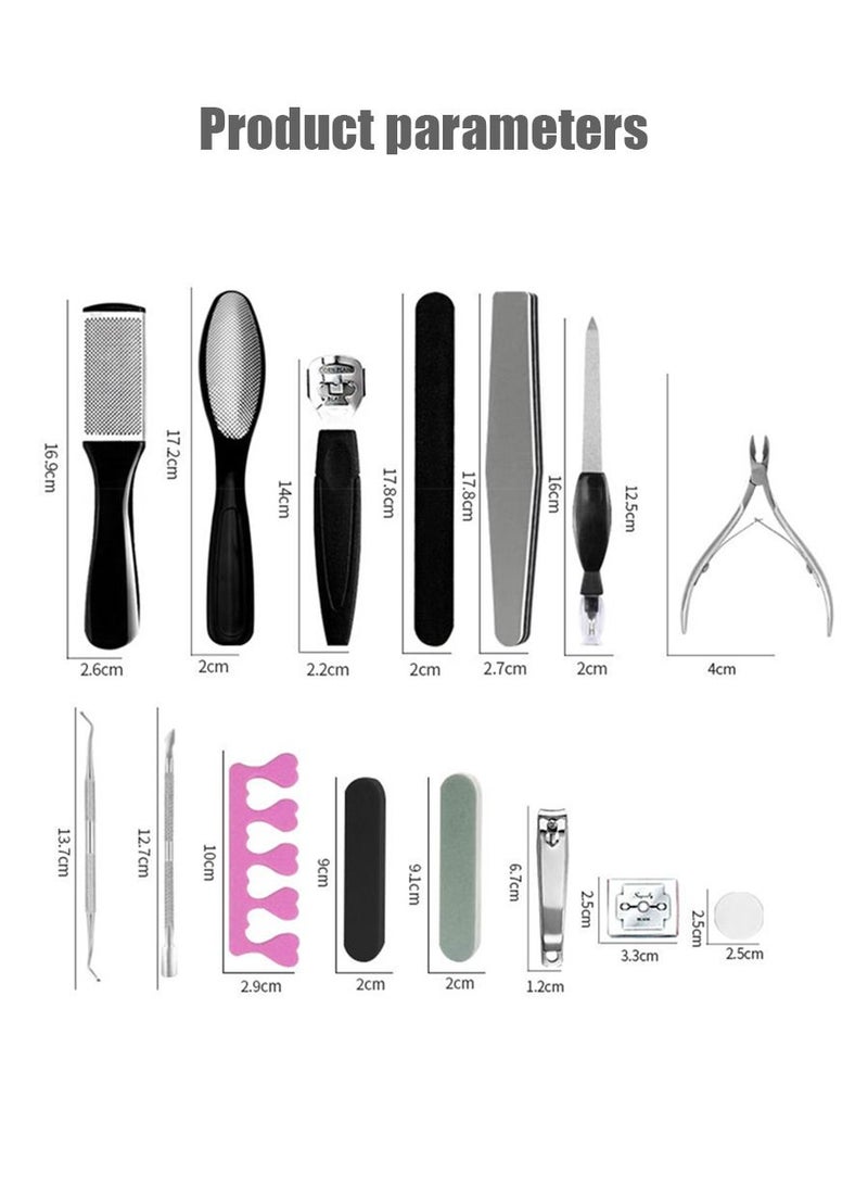 مايل ميلو طقم بديكير احترافي من الفولاذ المقاوم للصدأ، طقم مبرد قدم 20 قطعة للنساء والرجال في المنزل أو السفر أو صالون العناية بالقدم - Image 2