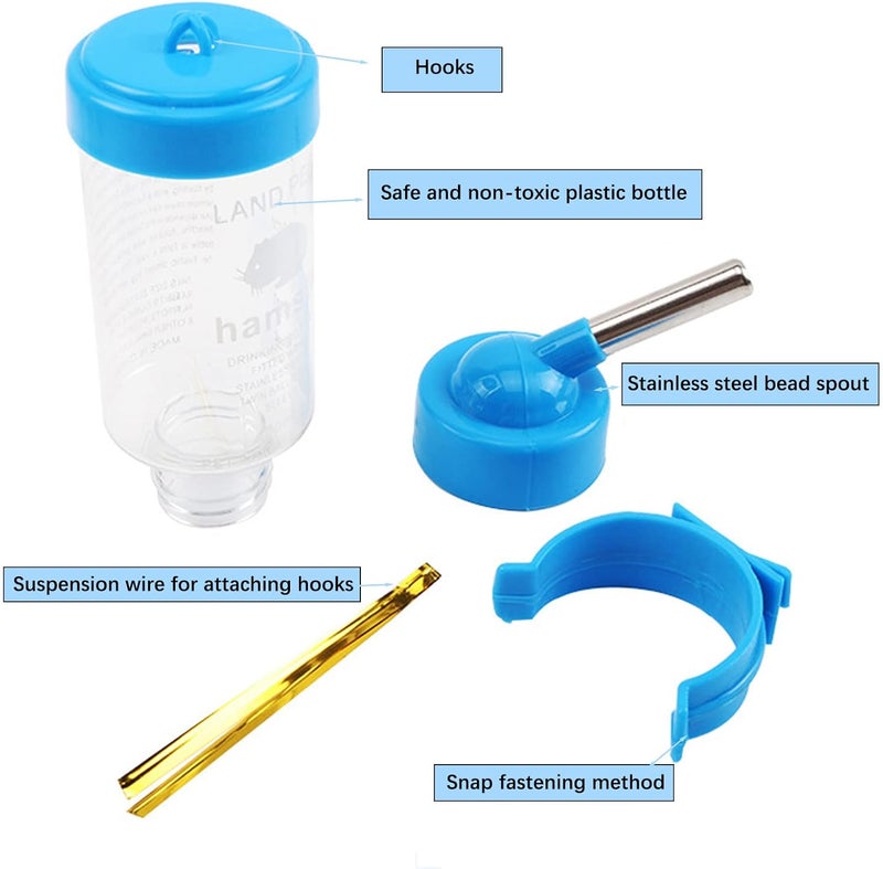 BLLREMIPSUR 3 Pack Hamster Water Feeder Bottle, 125 ml No-Drip Small Animals Water Dispenser, Pet Hanging Water Bottle for Guinea Pigs, Bunny, Chinchillas, Rabbit - Image 3