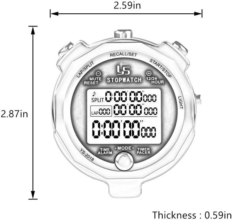Rolilink Stopwatch Timer with Back Light Digital Stop Watch 0.001second Timing, Metal 100 Lap Memory,Large dispaly Alarm Clock for Coach Sports Running Marathon Competition - Image 3