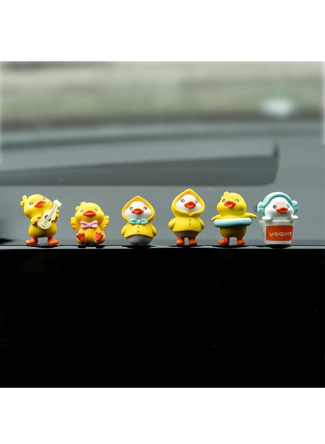 6 قطع ديكور لوحة قيادة السيارة على شكل بطة صفراء، ديكورات لوحة قيادة السيارة على شكل بطة لطيفة، زينة مرآة الرؤية الخلفية - Image 3