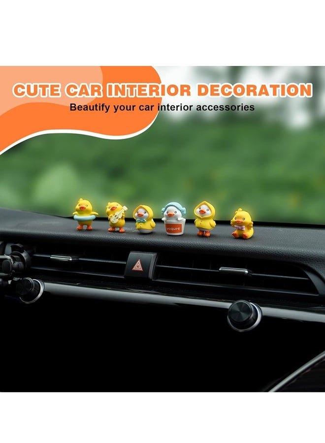 6 قطع ديكور لوحة قيادة السيارة على شكل بطة صفراء، ديكورات لوحة قيادة السيارة على شكل بطة لطيفة، زينة مرآة الرؤية الخلفية - Image 4