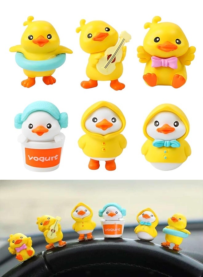 6 قطع ديكور لوحة قيادة السيارة على شكل بطة صفراء، ديكورات لوحة قيادة السيارة على شكل بطة لطيفة، زينة مرآة الرؤية الخلفية - Image 1