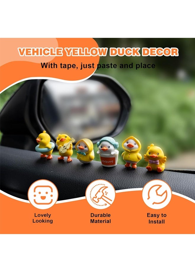 6 قطع ديكور لوحة قيادة السيارة على شكل بطة صفراء، ديكورات لوحة قيادة السيارة على شكل بطة لطيفة، زينة مرآة الرؤية الخلفية - Image 5