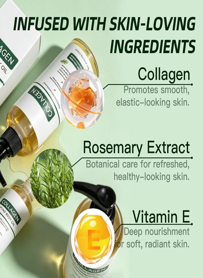 Liillya Collagen Lifting Body Oil for Firming & Hydration, Nourishing Body Oil After Shower for Women & Men, Moisturizing Anti Aging Lightweight Massage Oil for All Skin Types, Non-Greasy, 3.38 FL OZ - Image 3