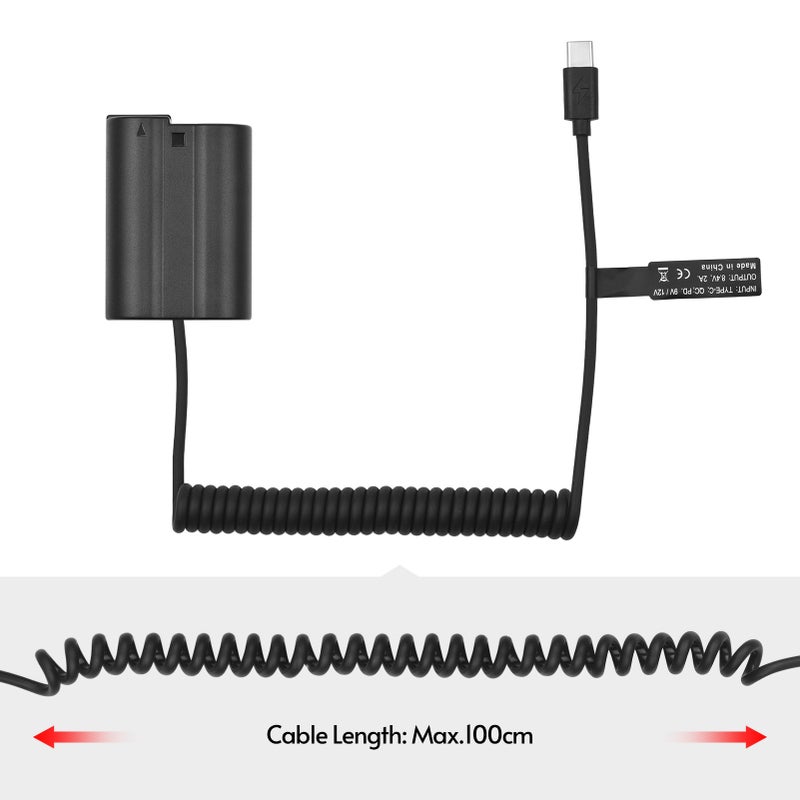 بطارية وهمية EN-EL15 مع محول USB-C، اقتران بطارية وهمية MH-25 مع كابل طاقة نابض من النوع USB-C، بديل لنيكون Z7 Z6 D800 D850 D810 D7200 D7100 D7500 - Image 3