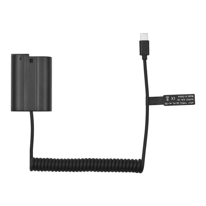 بطارية وهمية EN-EL15 مع محول USB-C، اقتران بطارية وهمية MH-25 مع كابل طاقة نابض من النوع USB-C، بديل لنيكون Z7 Z6 D800 D850 D810 D7200 D7100 D7500 - Image 1