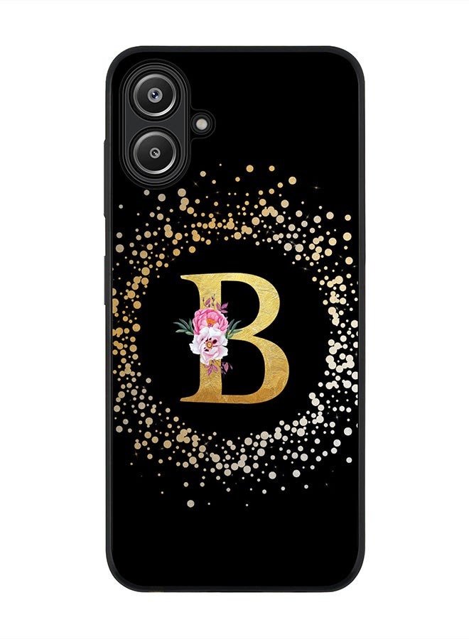 Stylizedd For Samsung Galaxy A06 Case,Slim fit Camera Protection, Shockproof Thin Phone cover - Custom Monogram Floral - B ( Black ) - Image 1