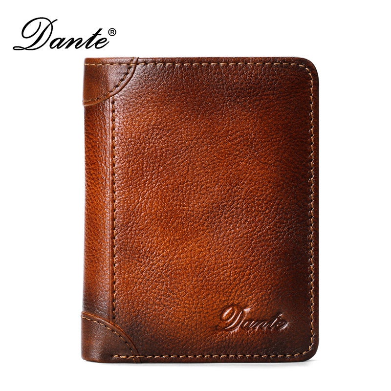 Yellow Brown Anti-Theft Leather Wallet with Gift Box