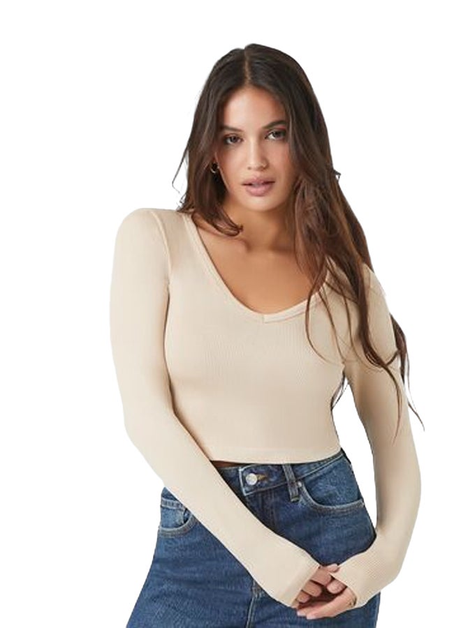 FOREVER 21 Seamless Long-Sleeve Crop Top - Image 1