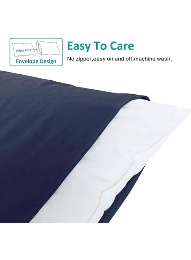 Signoola Basics Lightweight Super Soft Easy Care Microfiber Envelope Pillow cases, Pack of 2 pcs, 50 x 70 cm,Navy Blue color, Pillows Not Included.