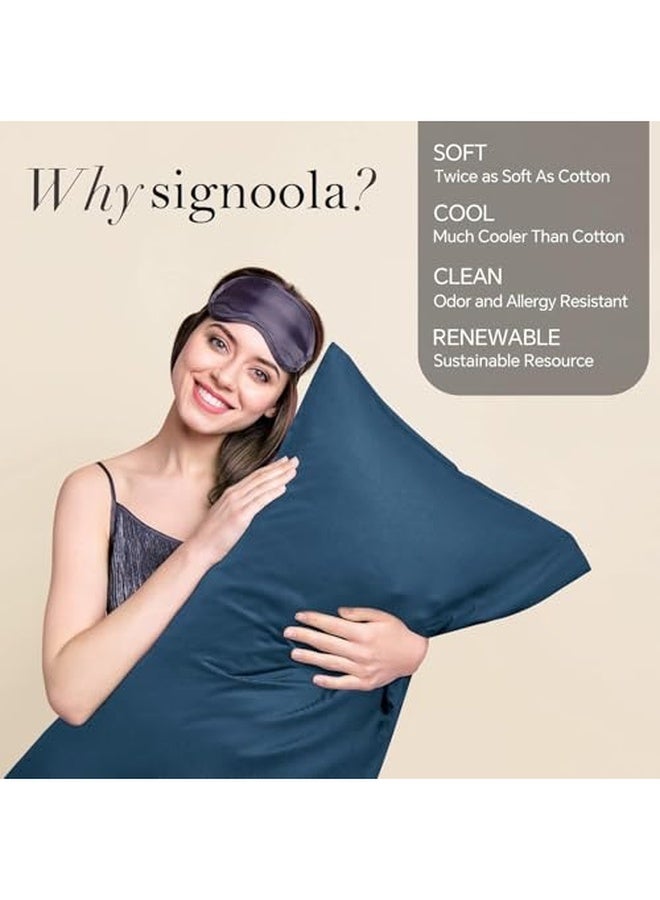 Signoola Basics Lightweight Super Soft Easy Care Microfiber Envelope Pillow cases, Pack of 2 pcs, 50 x 70 cm,Navy Blue color, Pillows Not Included.