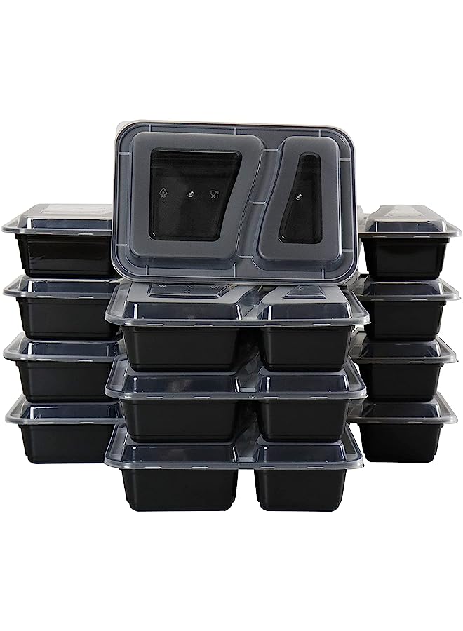 AL BAYADER Bayader Meal Prep Containers [10 Pack] 2 Compartment with Lids, Food Storage Containers, Bento Box, BPA Free, Stackable, Microwave/Dishwasher/Freezer Safe (32 oz) - Image 1