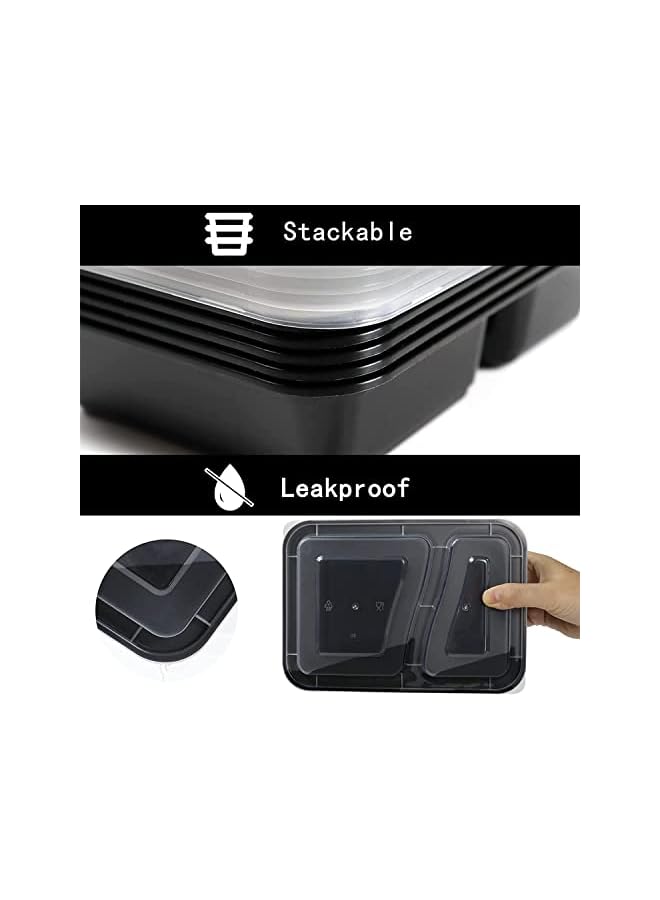 AL BAYADER Bayader Meal Prep Containers [10 Pack] 2 Compartment with Lids, Food Storage Containers, Bento Box, BPA Free, Stackable, Microwave/Dishwasher/Freezer Safe (32 oz) - Image 2