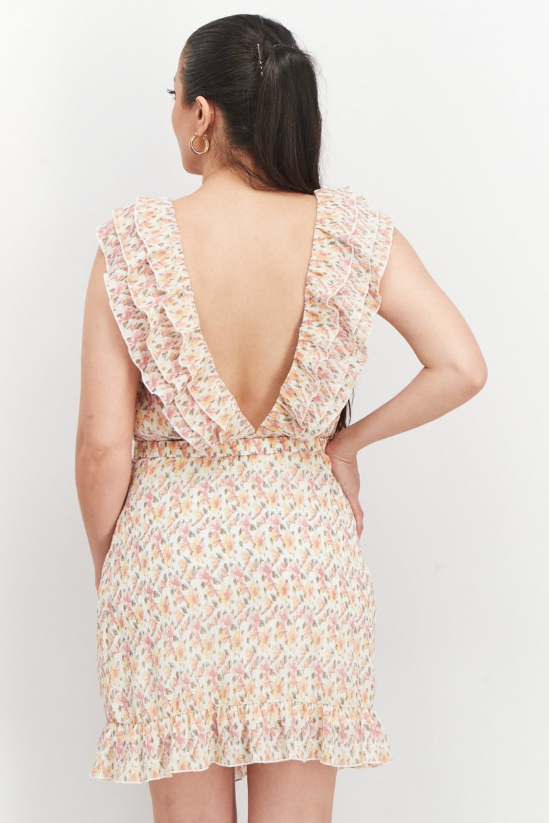 NA-KD Anika Teller x NA-KD Women Textured Belted Mini Dress, Multicolor - Image 2