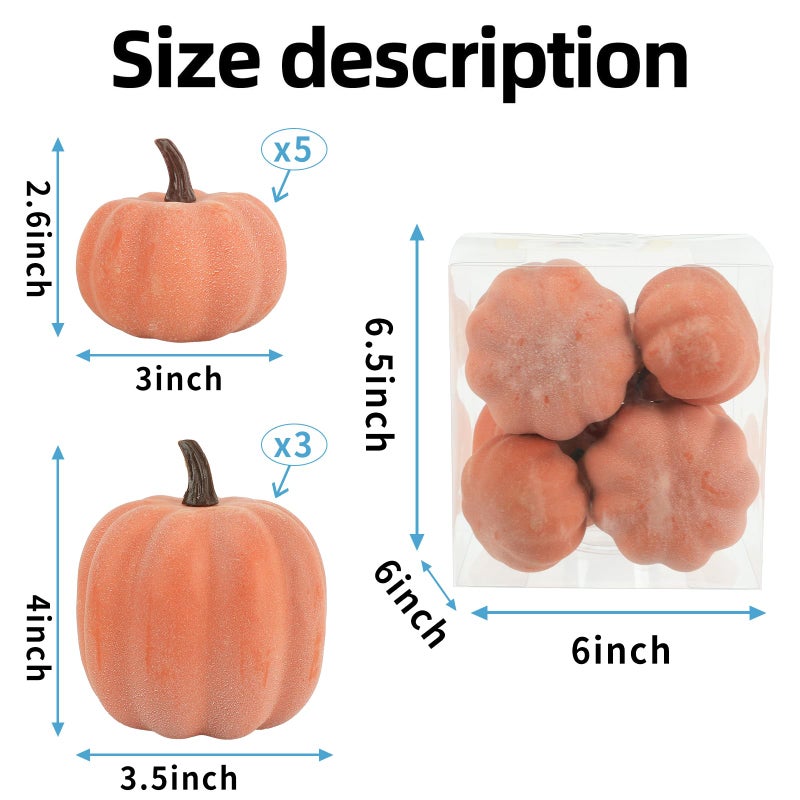 Ghrdopy Fake Pumpkins  8 Pcs Orange Artificial Pumpkins  Plastic Pumpkins for Thanksgiving Party Table Centerpiece Autumn Home Decoration-B - Image 3