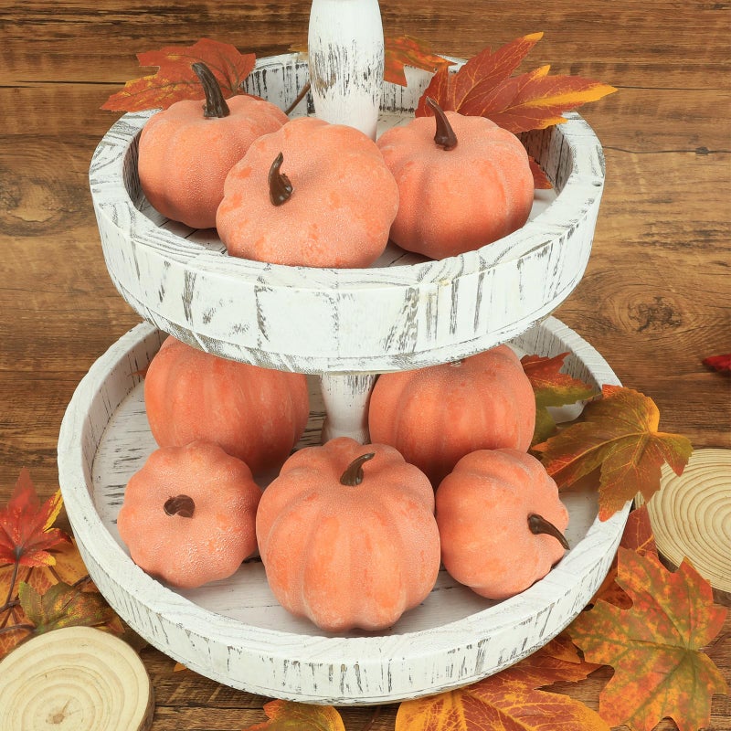Ghrdopy Fake Pumpkins  8 Pcs Orange Artificial Pumpkins  Plastic Pumpkins for Thanksgiving Party Table Centerpiece Autumn Home Decoration-B - Image 5