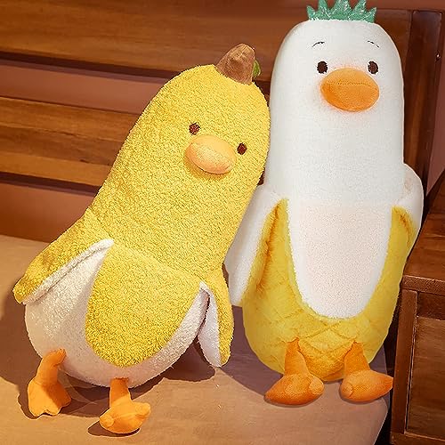 PEACH CAT Pineapple Banana Duck Plush Pillow Duck Stuffed Animal Cute Fruit Plushie for Girls and Boys White 19.7" - Image 4