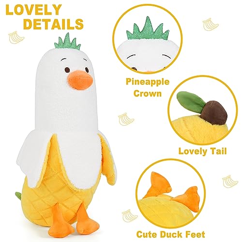 PEACH CAT Pineapple Banana Duck Plush Pillow Duck Stuffed Animal Cute Fruit Plushie for Girls and Boys White 19.7" - Image 2