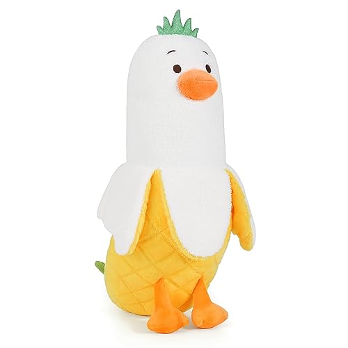 PEACH CAT Pineapple Banana Duck Plush Pillow Duck Stuffed Animal Cute Fruit Plushie for Girls and Boys White 19.7" - Image 1