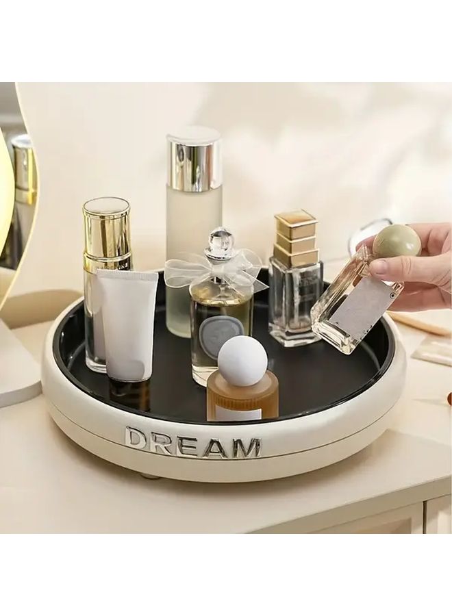 2Pcs Yellow 360 Rotating Cosmetic Organizer Storage Tray Kitchen Spice Rack - Image 1