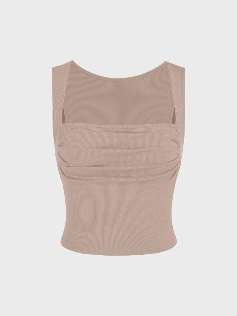 HICCUP Ruched Square-Neck Blouse