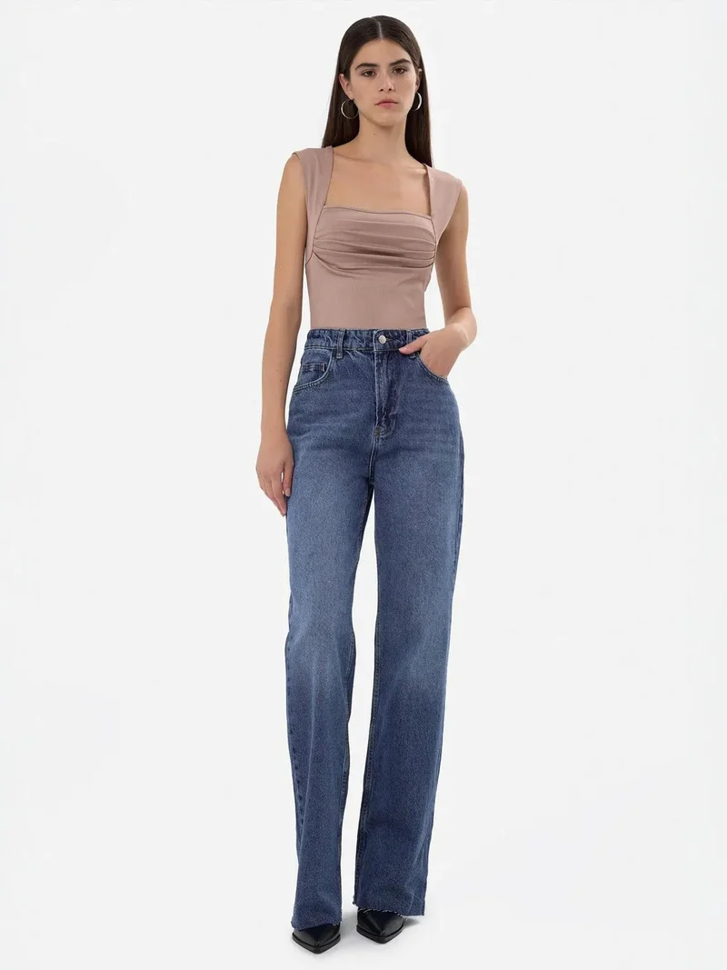 HICCUP Ruched Square-Neck Blouse